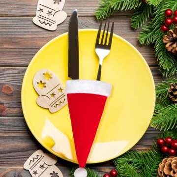 jollylife Santa Hats Silverware Holders for Christmas