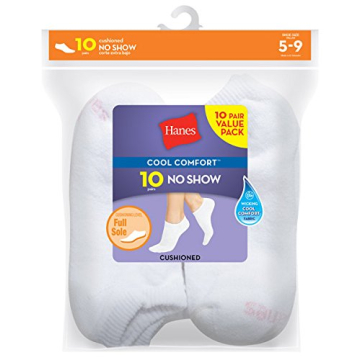 Hanes Women’s 10-Pack No Show Liner Socks for Comfort