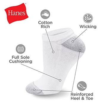 Hanes Women’s 10-Pack No Show Liner Socks for Comfort