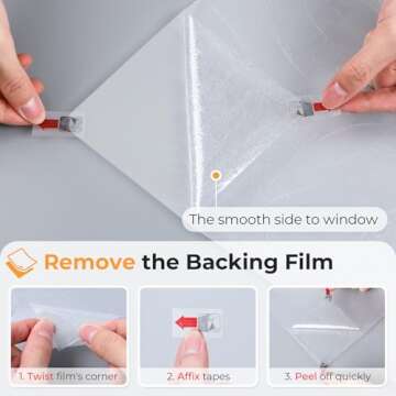 rabbitgoo Window Privacy Film, Stained Glass Decorative Privacy Window Cling, Prism Rainbow Static Cling Window Sticker, Anti-UV Front Door Glass Covering for Home, 23 x 78.7 inches