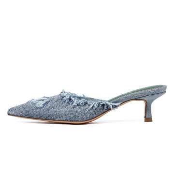 Vivianly Denim Heeled Mules for Stylish Comfort