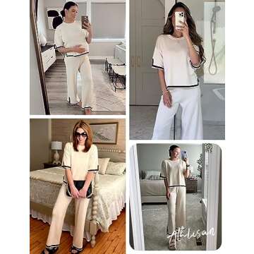 Athlisan Women’s Knit Two Piece Sweater Set for Casual Wear