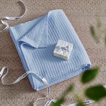 Comfortable Bedsure 100% Cotton Waffle Weave Blanket