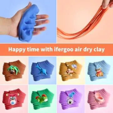 ifergoo Modeling Clay Kit - 36 Colors Magic Air Dry Ultra Light Clay, Safe & Non-Toxic, Great Toy Gift for Boys and Girls