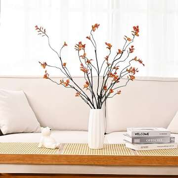 Dolicer 3Pcs Artificial Fall Branches Leaf Spray, Artificial Ficus Branches and Ficus Stems for Vase...