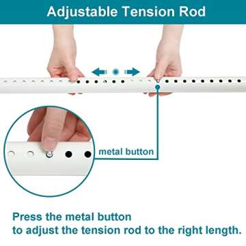 Oxdigi Room Divider Tension Curtain Rod Long / 102.4-122.1 inches Large No Drilling Adjustable Windo...