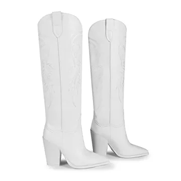ISNOM Western Style Cowboy Boots for Women - Chic & Comfortable