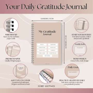 Gratitude & Mindfulness Journal | 90 Day Gratitude Template, Self Care Planner, Positivity Diary, Da...