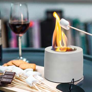 Table Top Fire Pit Bowl - Concrete Tabletop Fireplace Portable Rubbing Alcohol Burner Long Time Burn...