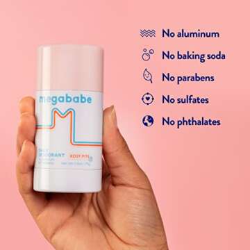 Megababe Daily Deodorant - Rosy Pits | 72 hour Odor Protection | Aluminum-Free, Clear & Clean | 2.6 oz