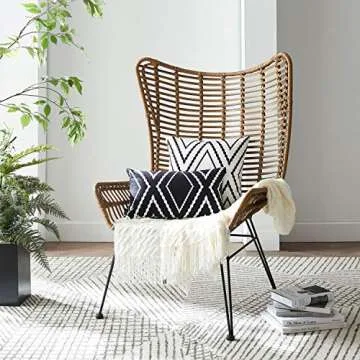 Nestinco Set of 2 White Pillow Covers 20 x 20 inches Boho Aztec Polyester Blend Square Decorative Throw Pillow Covers for Sofa Couch Bed Decor