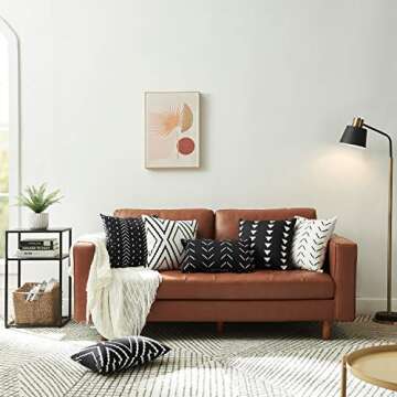 Nestinco Set of 2 White Pillow Covers 20 x 20 inches Boho Aztec Polyester Blend Square Decorative Throw Pillow Covers for Sofa Couch Bed Decor