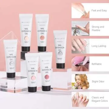 Makartt Poly Nail Gel Set - 6 Colors for Home Manicure