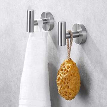 Premium Stainless Steel Towel Hooks for Bathroom & Kitchen