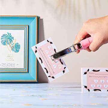 150 Pieces Heart Shaped Lash Extension Refill Filler Loyalty Punch Cards with Metal Single Handheld Hole Paper Punch Puncher for Eyelash Extensions Business Beauty Salons DIY Craft Decoration