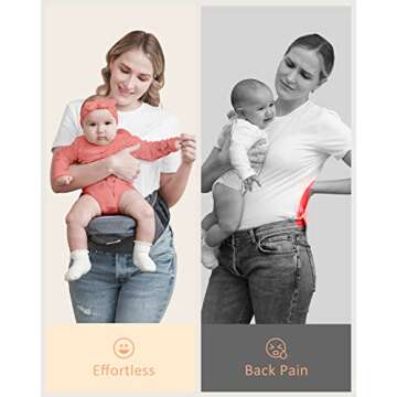 Baby Hip Carrier - MOMIDEAL Toddler Carrier, Stylish Baby Hip Seat Carrier for Newborns to 8-66 lbs Toddlers, Various Pockets, Adjustable Waistband, Ergonomic Infant Non-Slip Toddler Carrier (Grey)