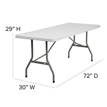 Flash Furniture 6-Foot Granite White Plastic Folding Table