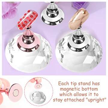 LOUIIX Nails Display Practice Art Painting Magnetic Nail Holder for Painting Nails Acrylic Nail Practice Stand for False Nail Designs with Adhesive Tape for Home DIY Salon