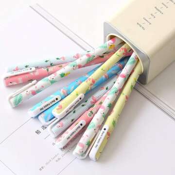 Cute Gel Ink Pens Set - Unicorn & Flamingo 10 Pcs