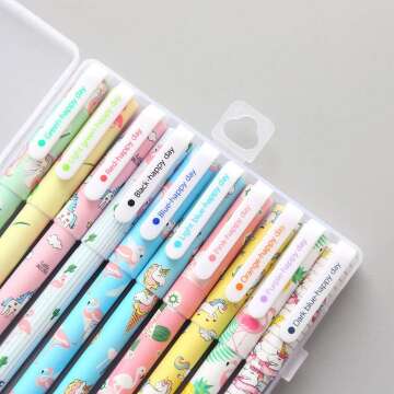 Cute Gel Ink Pens Set - Unicorn & Flamingo 10 Pcs