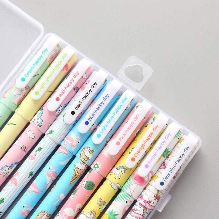 Cute Gel Ink Pens Set - Unicorn & Flamingo 10 Pcs