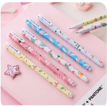 Cute Gel Ink Pens Set - Unicorn & Flamingo 10 Pcs