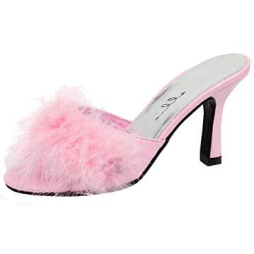 Women's 3.5 Inch Heel Maribou Slippers (Pink;9)