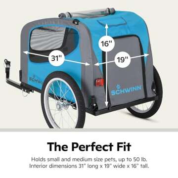 Schwinn Rascal Bike Pet Trailer, For Small and Large Dogs, Lightweight, Tow with Bicycle, Up to 50 l...