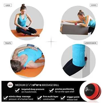 sFera Massage Ball Set of 5 for Trigger Point Therapy, Myofascial Release, Deep Tissue | Includes: Small and Large Firm Foam Roller Balls, 2 Spiky Balls, Peanut Roller, Mesh Bag, Manual