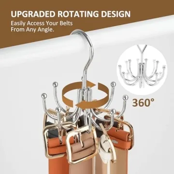 ZEDODIER 8-Hook Belt Organizer Space-Saving Closet Storage