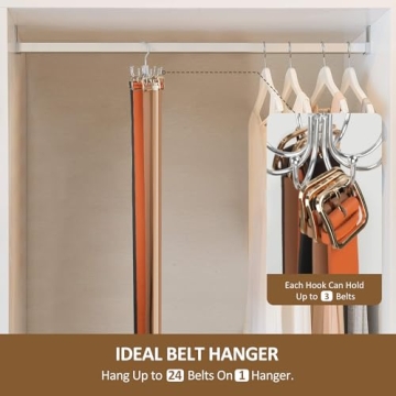ZEDODIER 8-Hook Belt Organizer Space-Saving Closet Storage