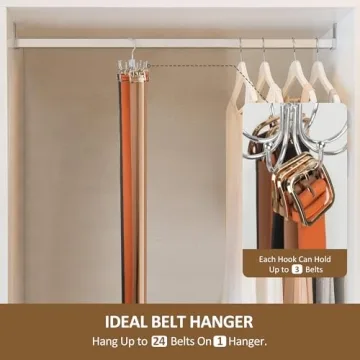 ZEDODIER 8-Hook Belt Organizer Space-Saving Closet Storage