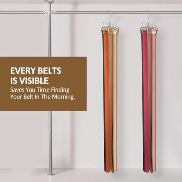 ZEDODIER 8-Hook Belt Organizer Space-Saving Closet Storage