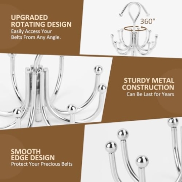 ZEDODIER 8-Hook Belt Organizer Space-Saving Closet Storage