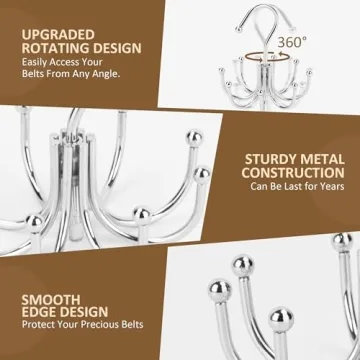 ZEDODIER 8-Hook Belt Organizer Space-Saving Closet Storage