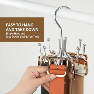 ZEDODIER 8-Hook Belt Organizer Space-Saving Closet Storage