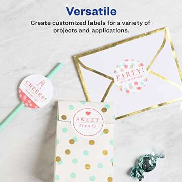 Avery Round Labels with Sure Feed, 3" Diameter, 150 Glossy White Labels (36501)