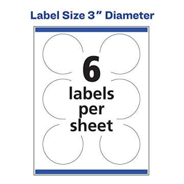 Avery Round Labels with Sure Feed, 3" Diameter, 150 Glossy White Labels (36501)
