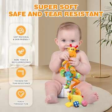 Jollybaby Giraffe Plush Car Seat Toy for Infants