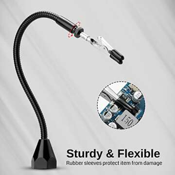SainSmart 2-in-1 Magnetic Helping Hands, Luxurious Soldering Repair Station with Silicone Soldering Mat, PCB Circuit Board Holder, 5X LED Magnifying Lamp, Extra Large & Heavy Duty Base Plate, ESD Safe