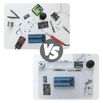 SainSmart 2-in-1 Magnetic Helping Hands, Luxurious Soldering Repair Station with Silicone Soldering Mat, PCB Circuit Board Holder, 5X LED Magnifying Lamp, Extra Large & Heavy Duty Base Plate, ESD Safe