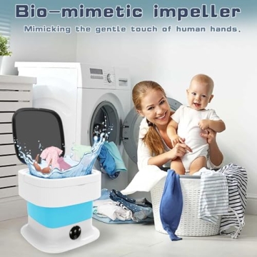 16L Portable Washing Machine, 60W Mini Washer with Foldable Design,Mini Folding Washing for Travel,Camping,Apartment,Baby Clothes,Socks,Underwear (Blue)