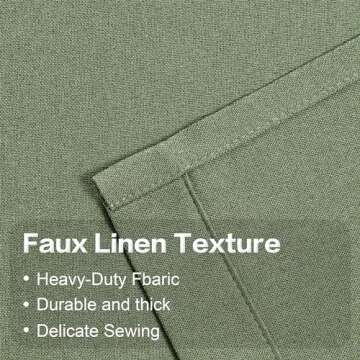 KEQIAOSUOCAI Sage Green Blackout Linen Curtains 102 Inches Long