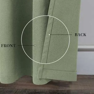 KEQIAOSUOCAI Sage Green Blackout Linen Curtains 102 Inches Long