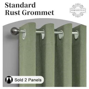 KEQIAOSUOCAI Sage Green Blackout Linen Curtains 102 Inches Long