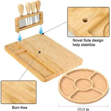 Bamboo Cheese Board Set - 8 PCS Charcuterie Board Essentials