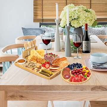 Bamboo Cheese Board Set - 8 PCS Charcuterie Board Essentials