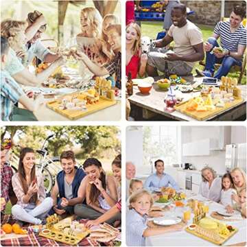 Bamboo Cheese Board Set - 8 PCS Charcuterie Board Essentials