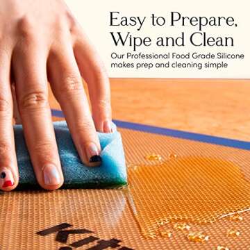 Kitzini Silicone Baking Mat Set. Non-Stick Silicone Mats for Baking. BPA Free Baking Sheets. Professional Grade Silicon Baking Sheet. INCL. 2 Half Sheets & 1 Quarter Silicone Baking Mats