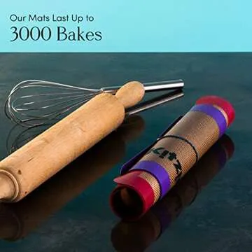 Kitzini Silicone Baking Mat Set. Non-Stick Silicone Mats for Baking. BPA Free Baking Sheets. Professional Grade Silicon Baking Sheet. INCL. 2 Half Sheets & 1 Quarter Silicone Baking Mats